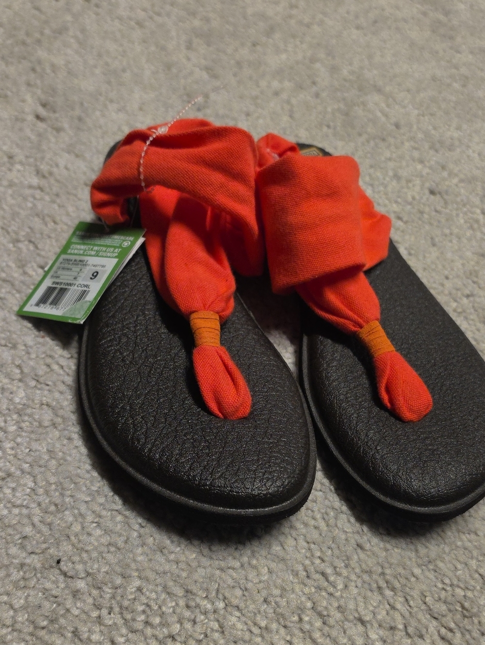 Sanuk Fabric Wrap Toe Sandals with Cushioned Black Footbed